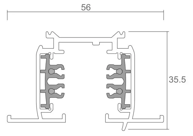 3-Phasen Einbauschiene D-Line in weiß 2m