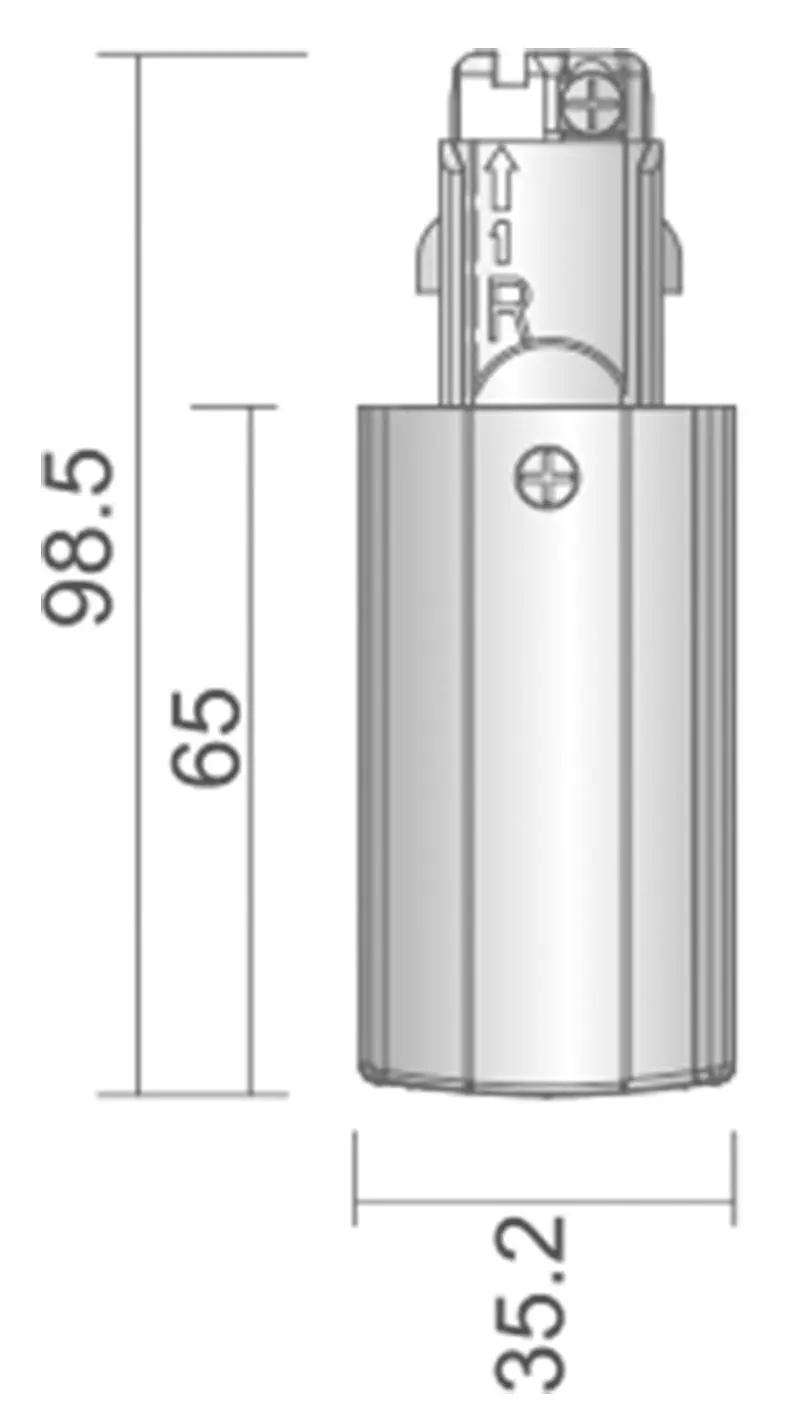 Einspeiser rechts für 3-Phasen Stromschiene D-Line weiß