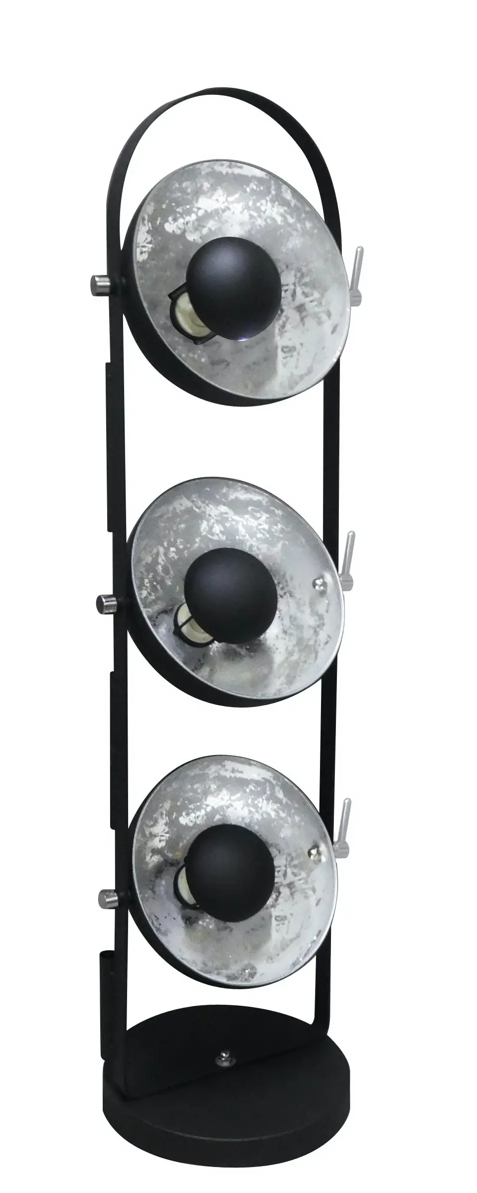 Stehlampe Retro Triple indirektes Licht, schwarz, silber