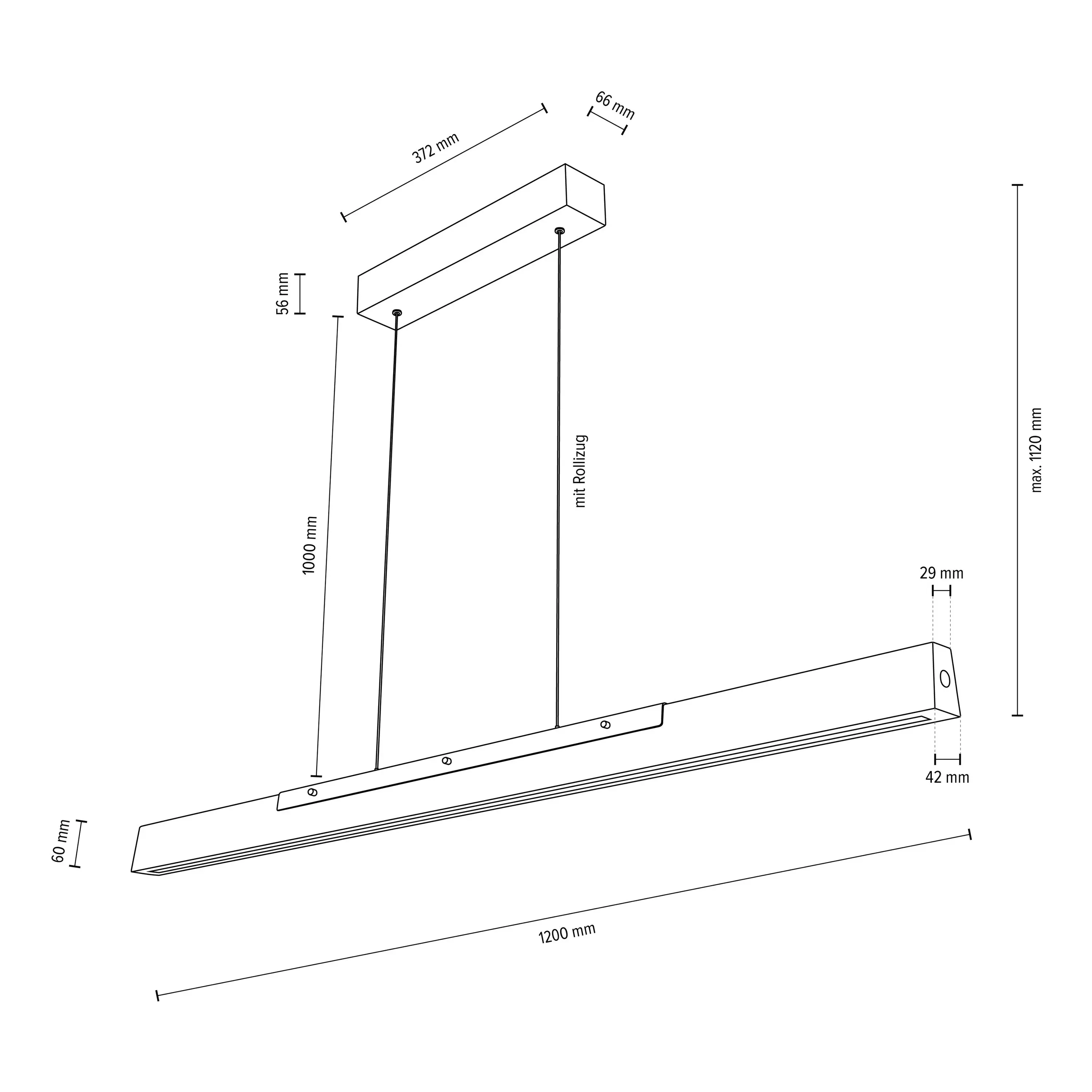 LED-Hängeleuchte Madera Eichenholz Touch Dimmer 120cm