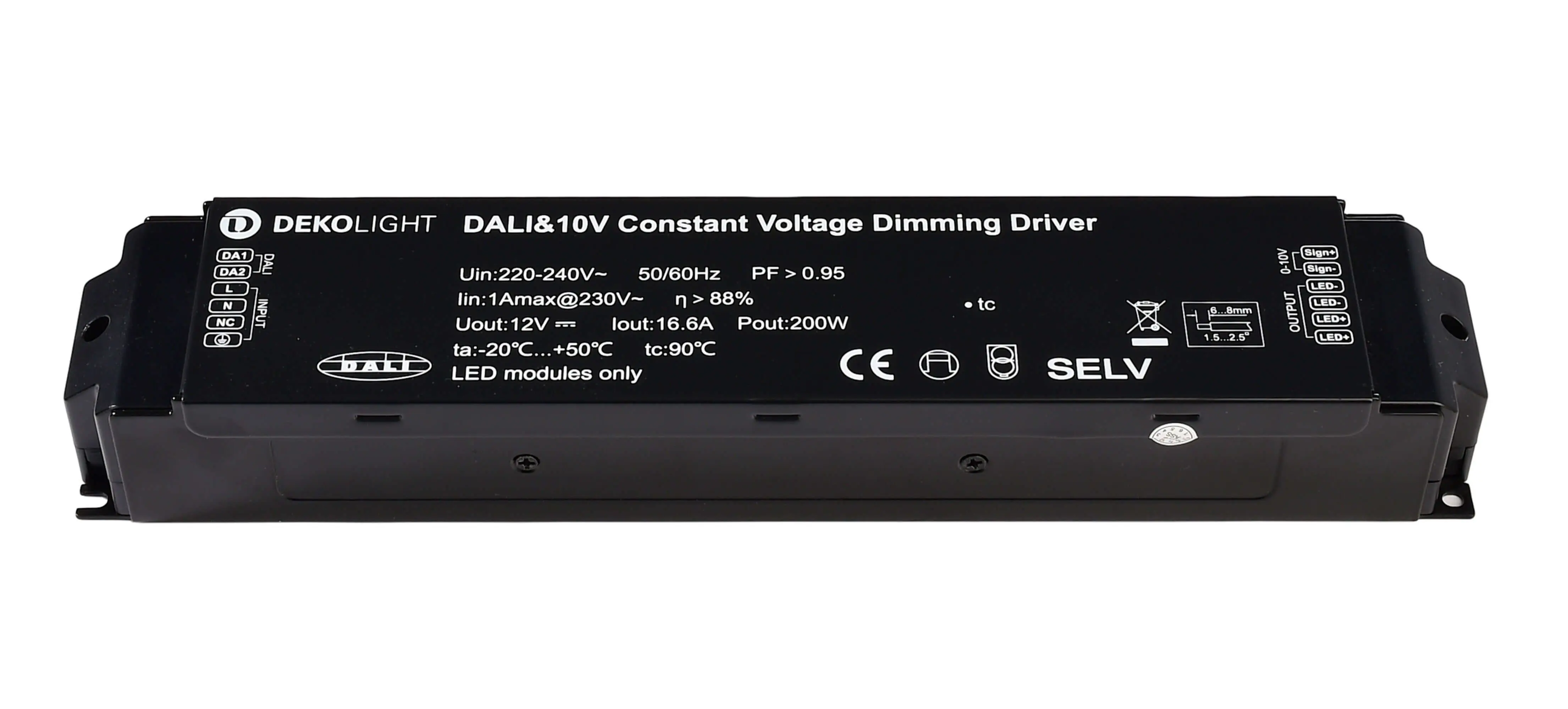 LED-Treiber DIM DALI/ 0/1-10V/ DC/CV 12V, 200W, 0-16700mA