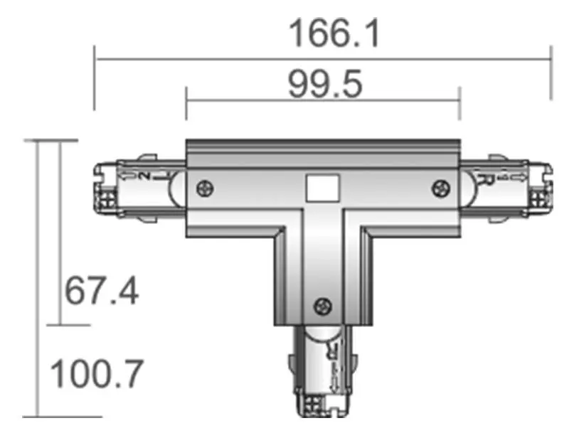 T-Verbinder L/L/R 3-Phasen Stromschiene D-Line grau
