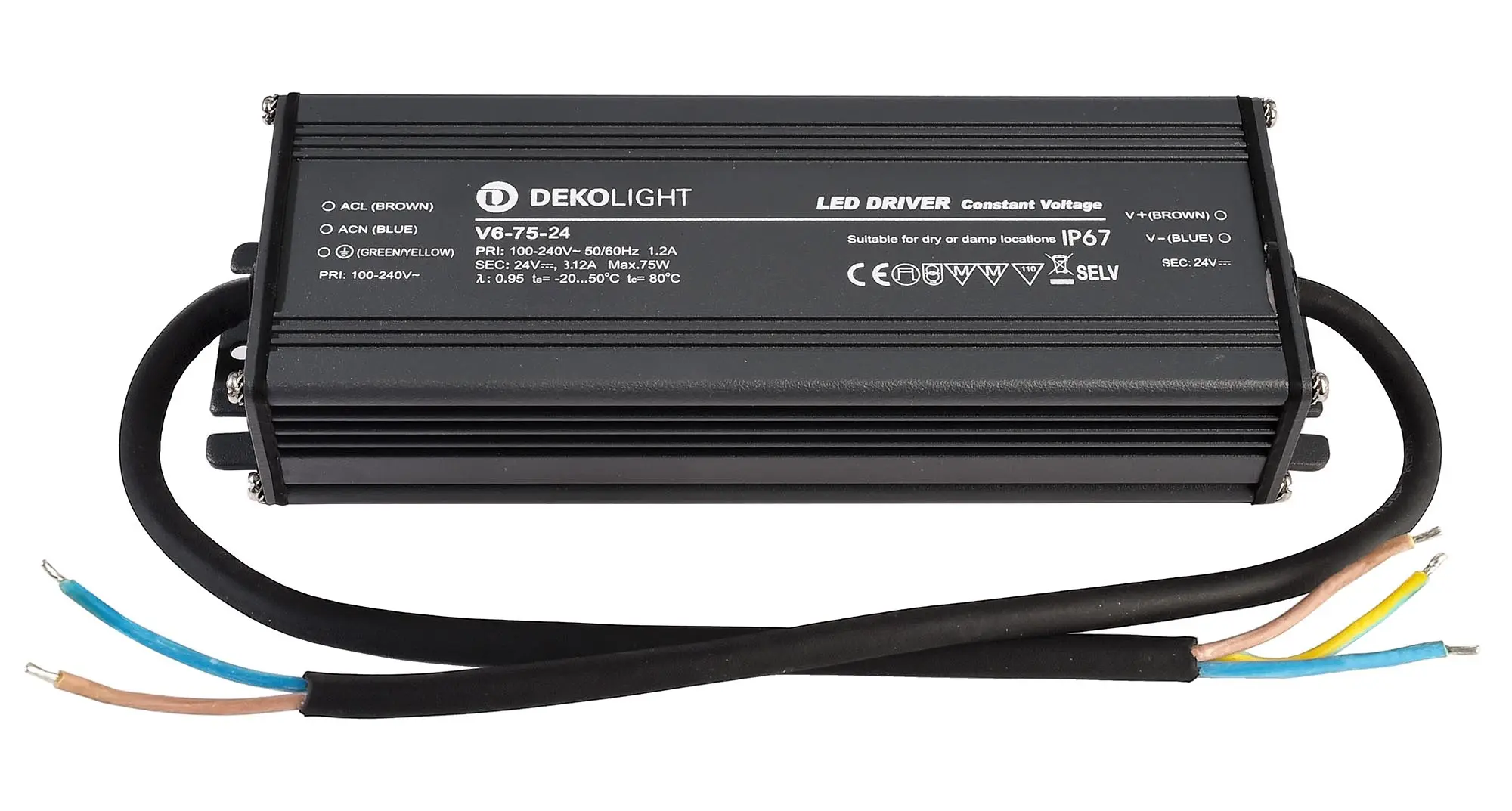 LED-Treiber Netzgerät IP67 DC/CV 24V, 75W, 0-3125mA