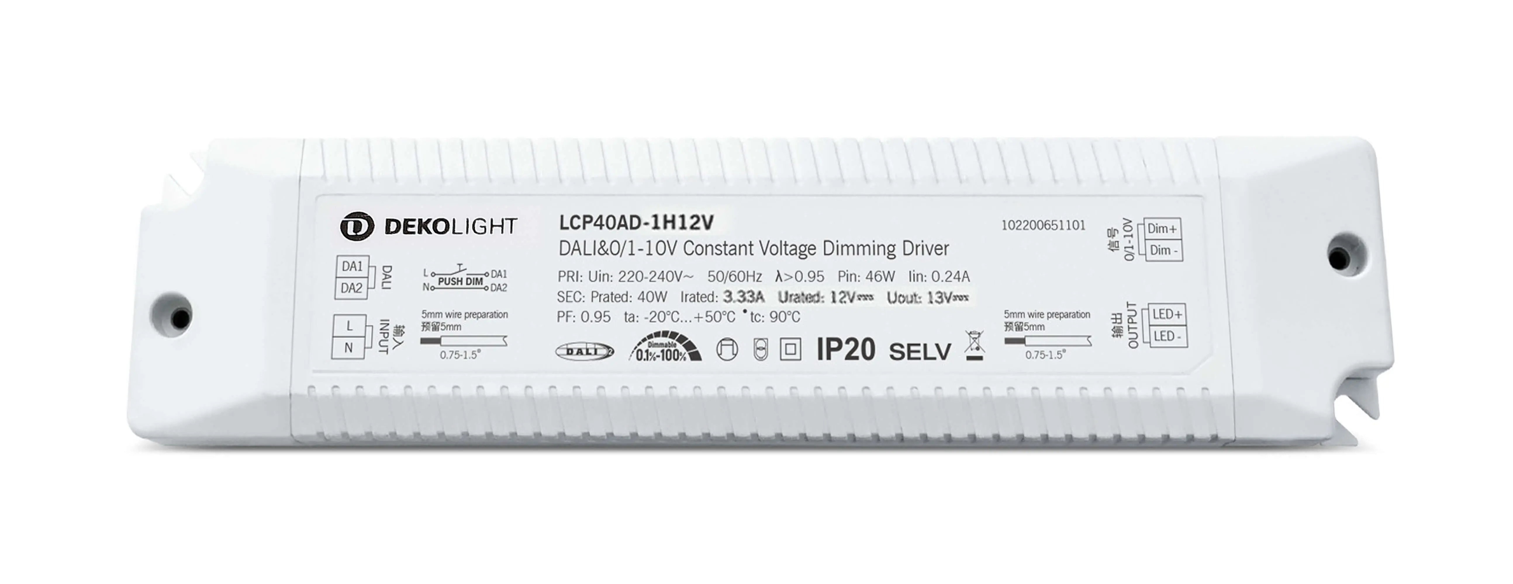 LED-Treiber DIM DALI 0/1-10V DC/CV 12V, 40W, 0-3400mA