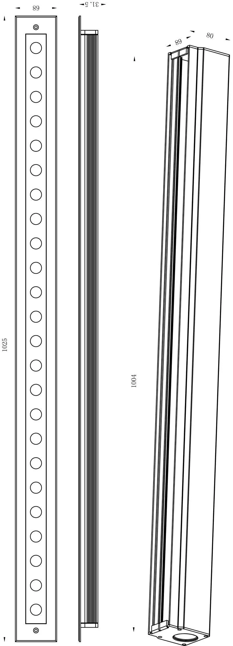 Bodeneinbauleuchte Linear Line VI LED 36W, 3000K, 2300lm