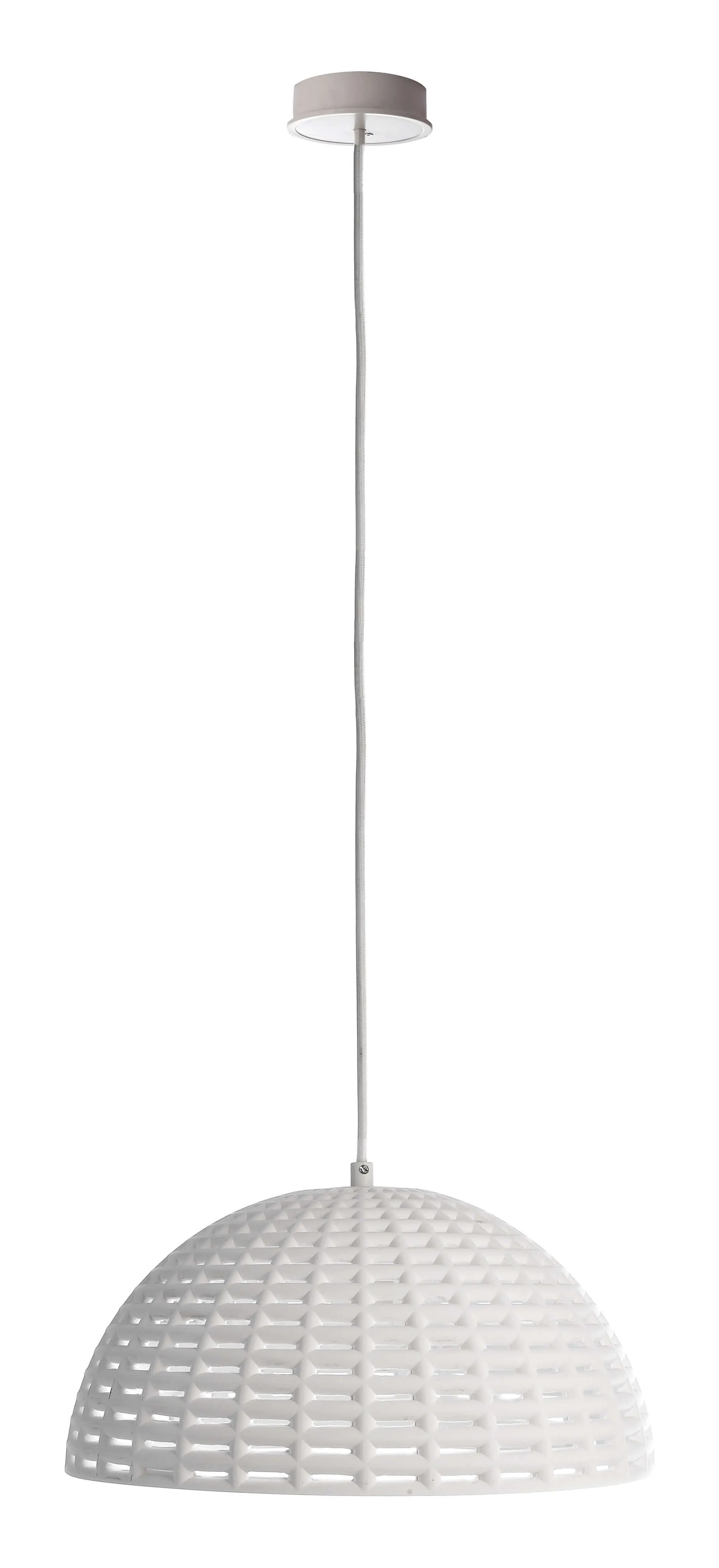 Hängeleuchte Basket II aus Gips in weiß, rund, Ø 34,4cm