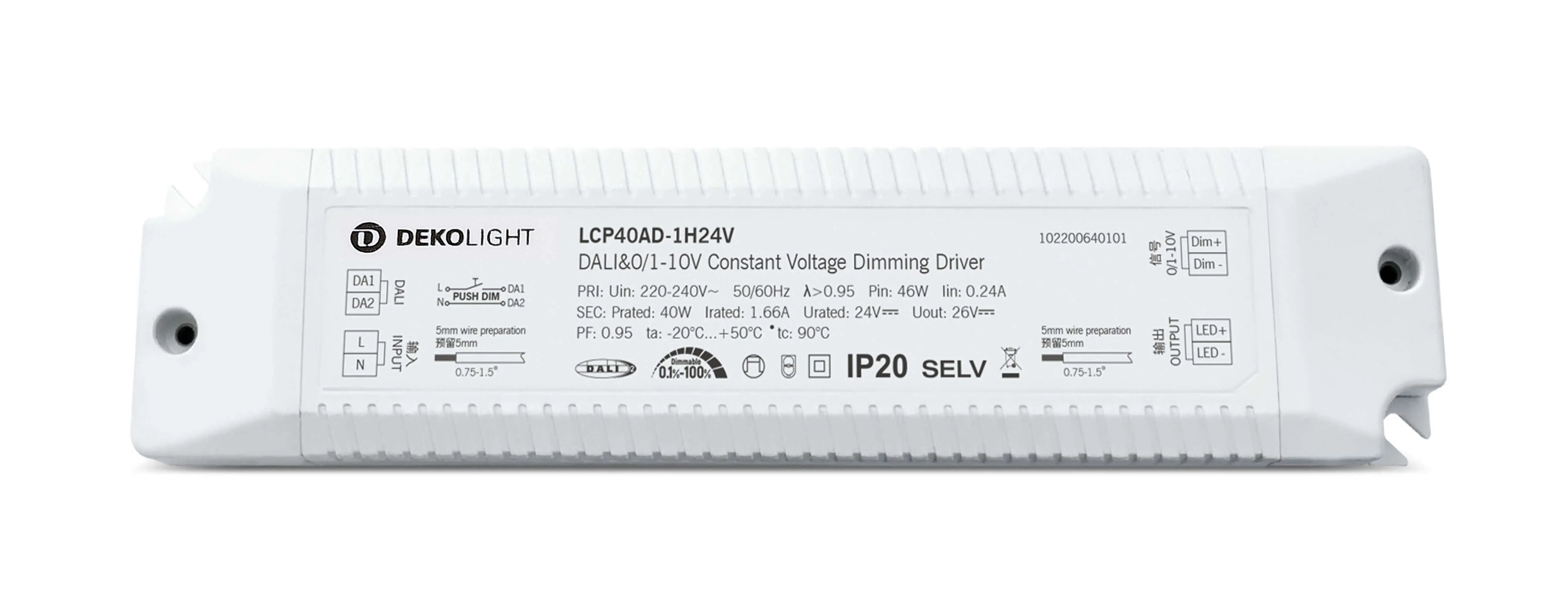 LED-Treiber DIM DALI 0/1-10V DC/CV 24V, 40W, 0-1700mA