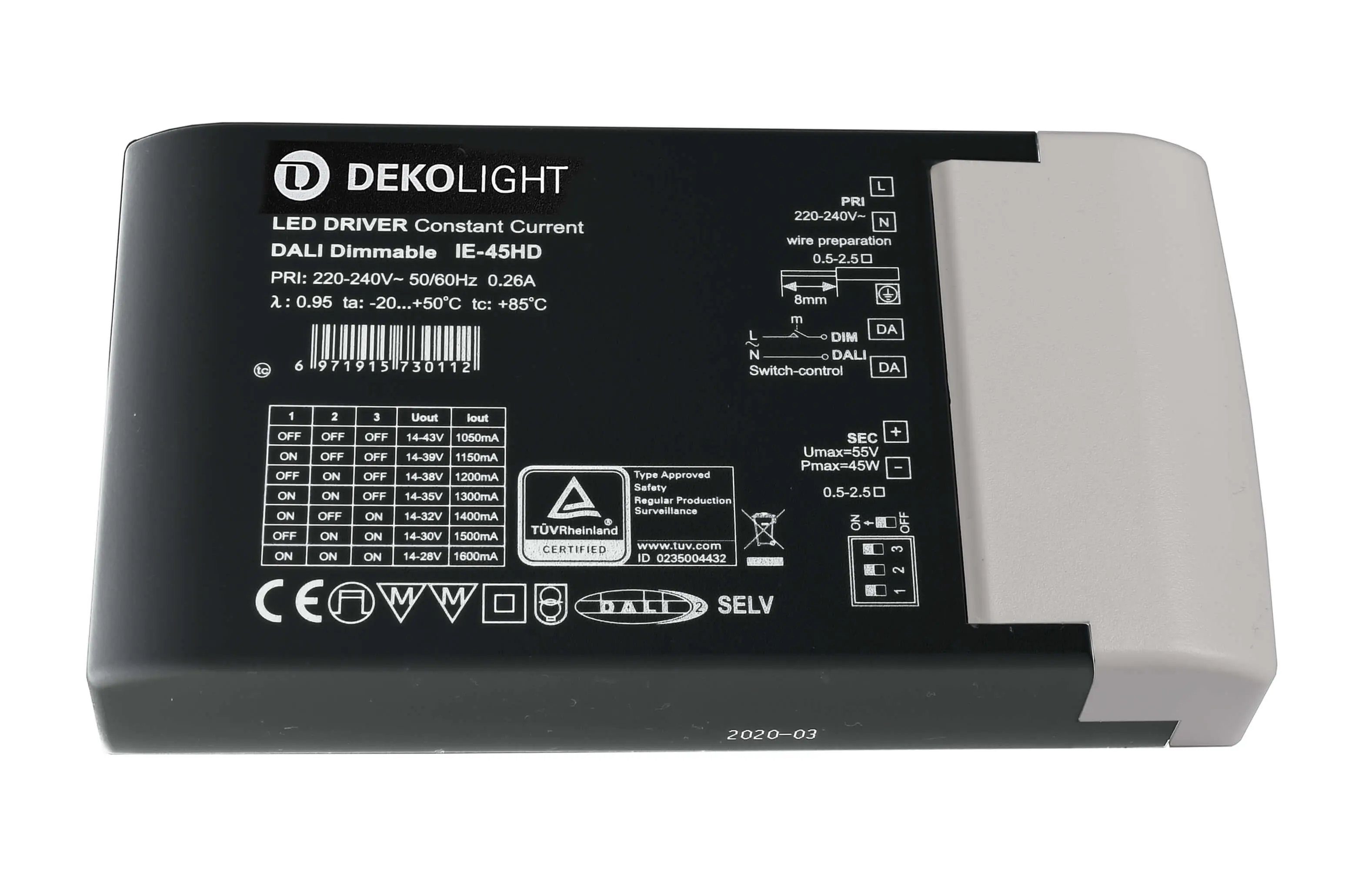 LED-Treiber dimmbar DALI DC/CC 14.7-45W, 1050-1600mA