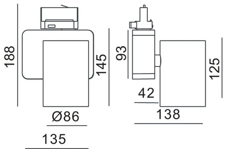 3-Phasen LED-Strahler Nihal Maxi 4000K Ø 8,6cm weiß