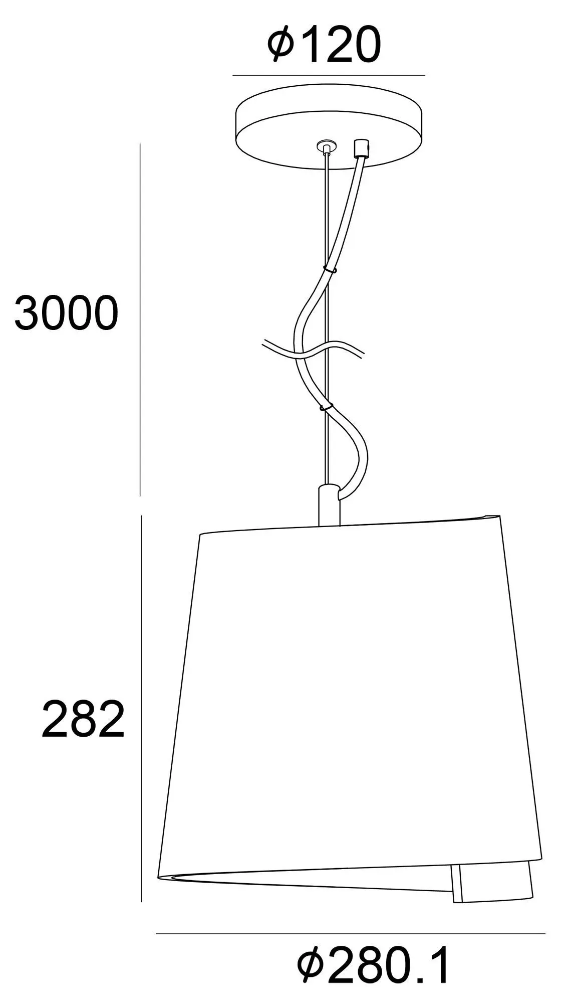 Hängeleuchte Twister II aus Gips weiß rotes Kabel Ø 28cm