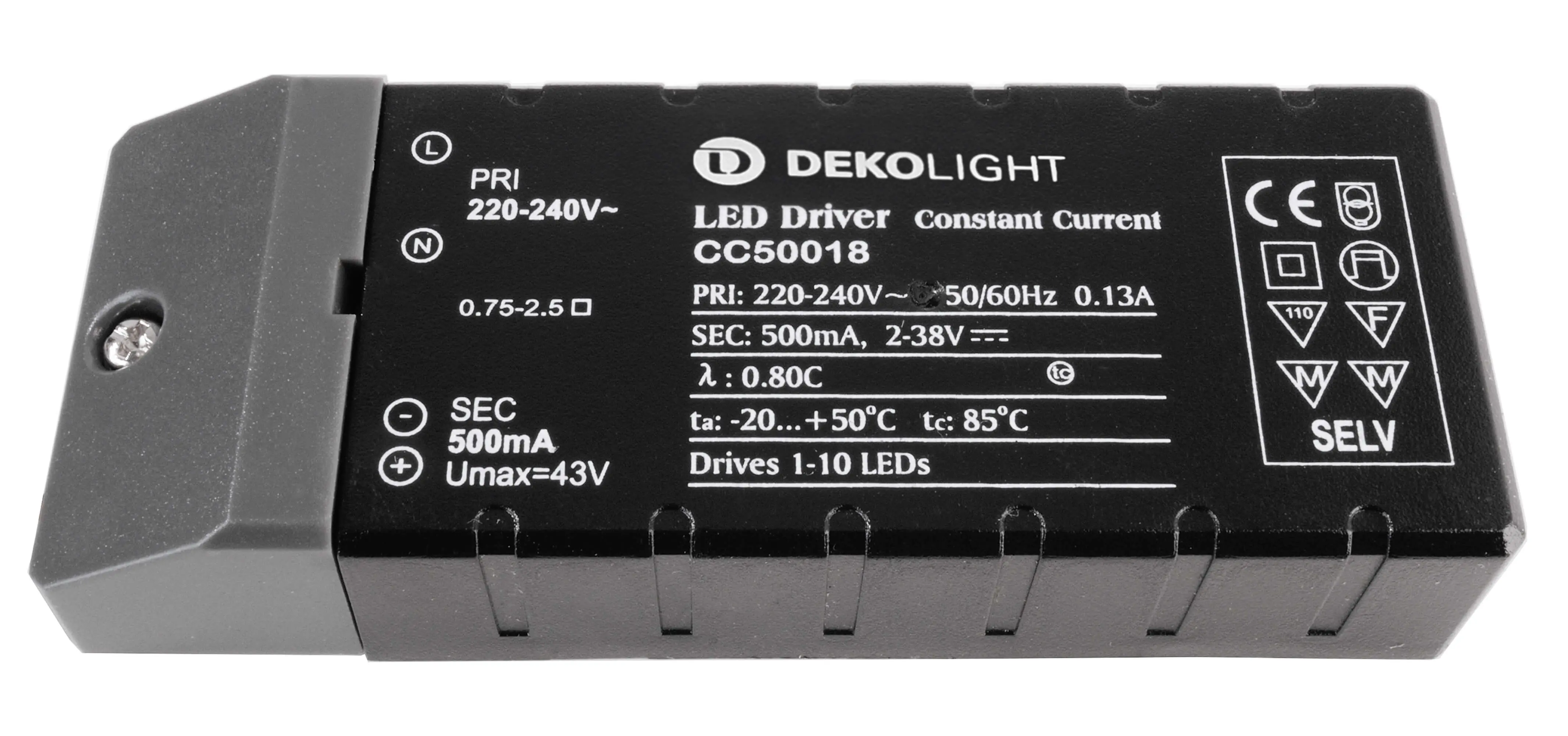 LED-Treiber Netzgerät Basic DC/CC 2-38V, 1-18W, 500mA