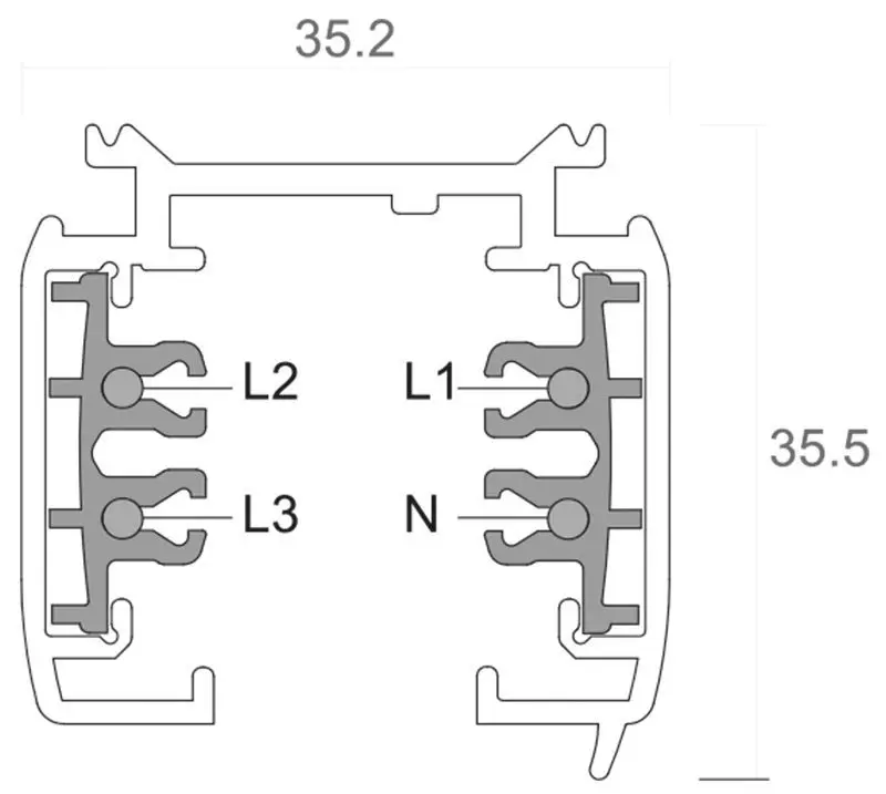 3-Phasen Stromschiene D-Line 1m grau