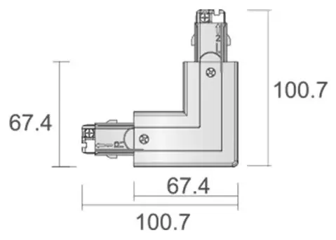 90°-Verbinder L/R 3-Phasen Stromschiene D-Line grau