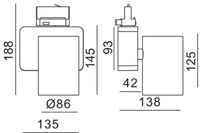 3-Phasen LED-Strahler Nihal Maxi 4000K Ø 8.6cm silber