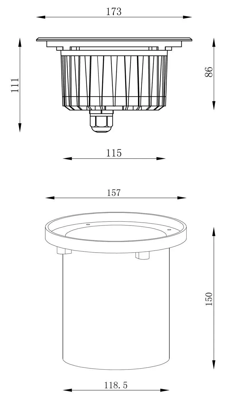 Bodeneinbauleuchte HP III Flood IP 67 LED 12W, 3000K, 700lm