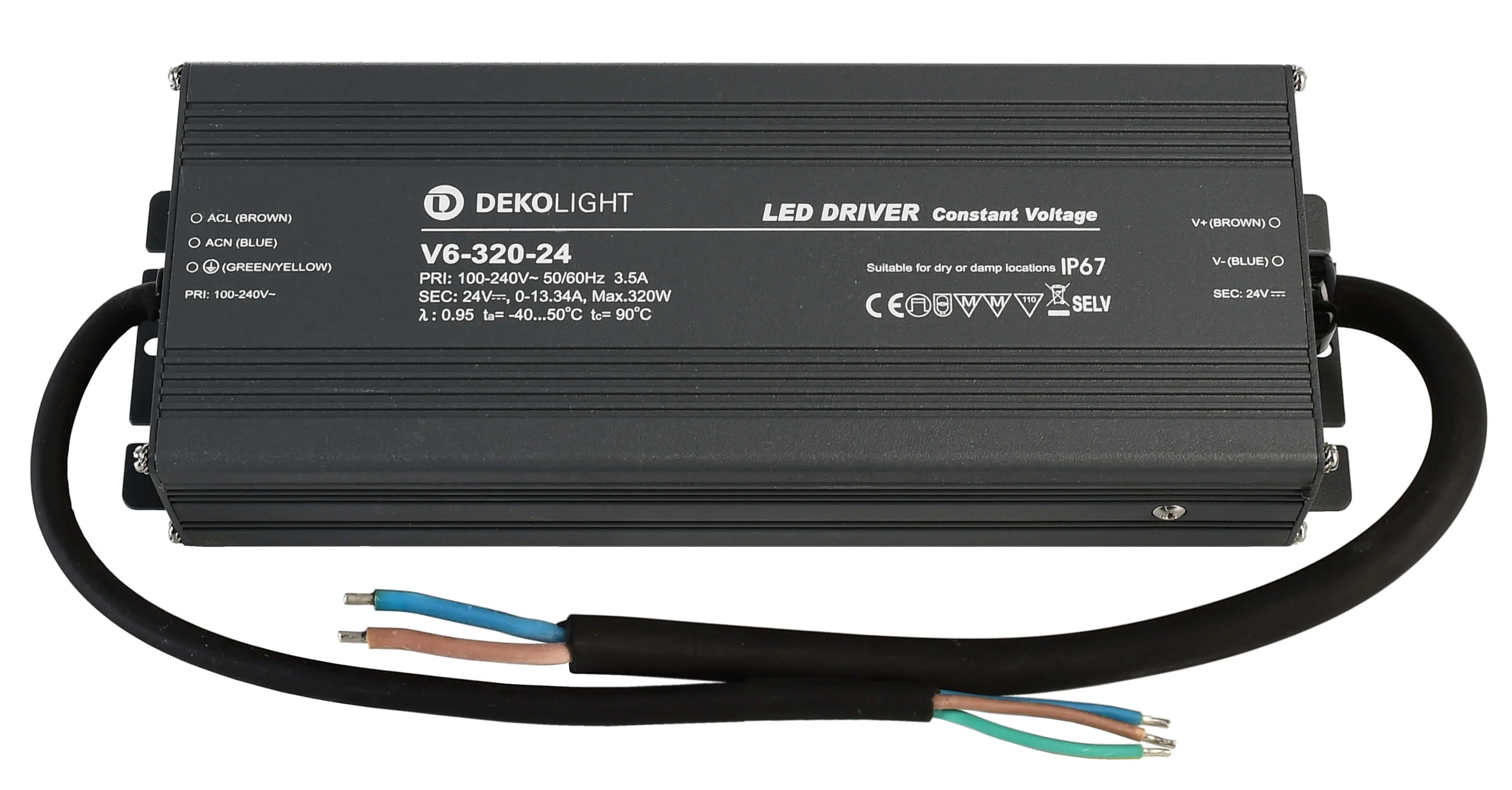 LED-Treiber Netzgerät IP67 DC/CV 24V, 320W, 0-13340mA
