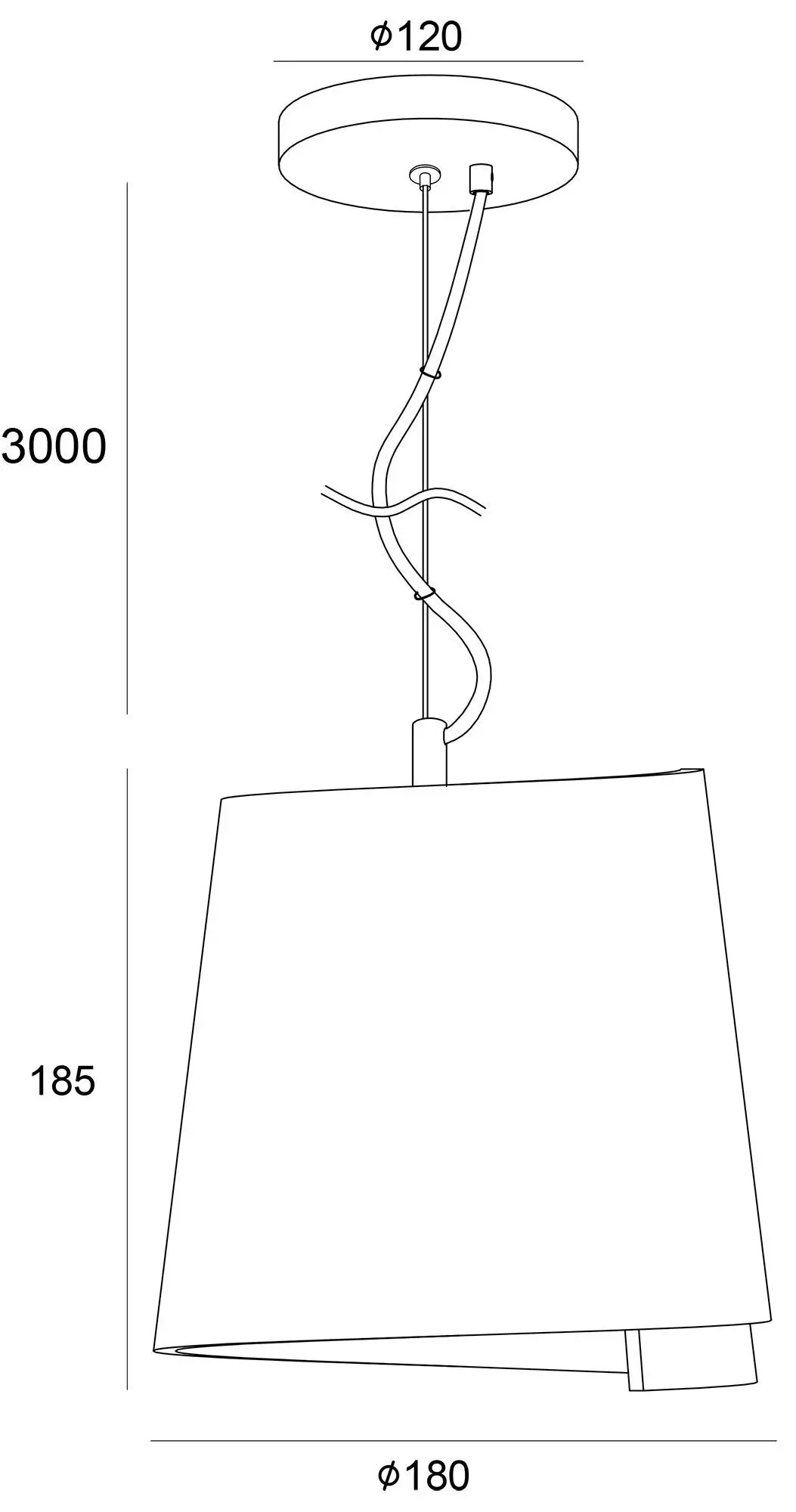 Hängeleuchte Twister I aus Gips weiß rotes Kabel Ø 18cm