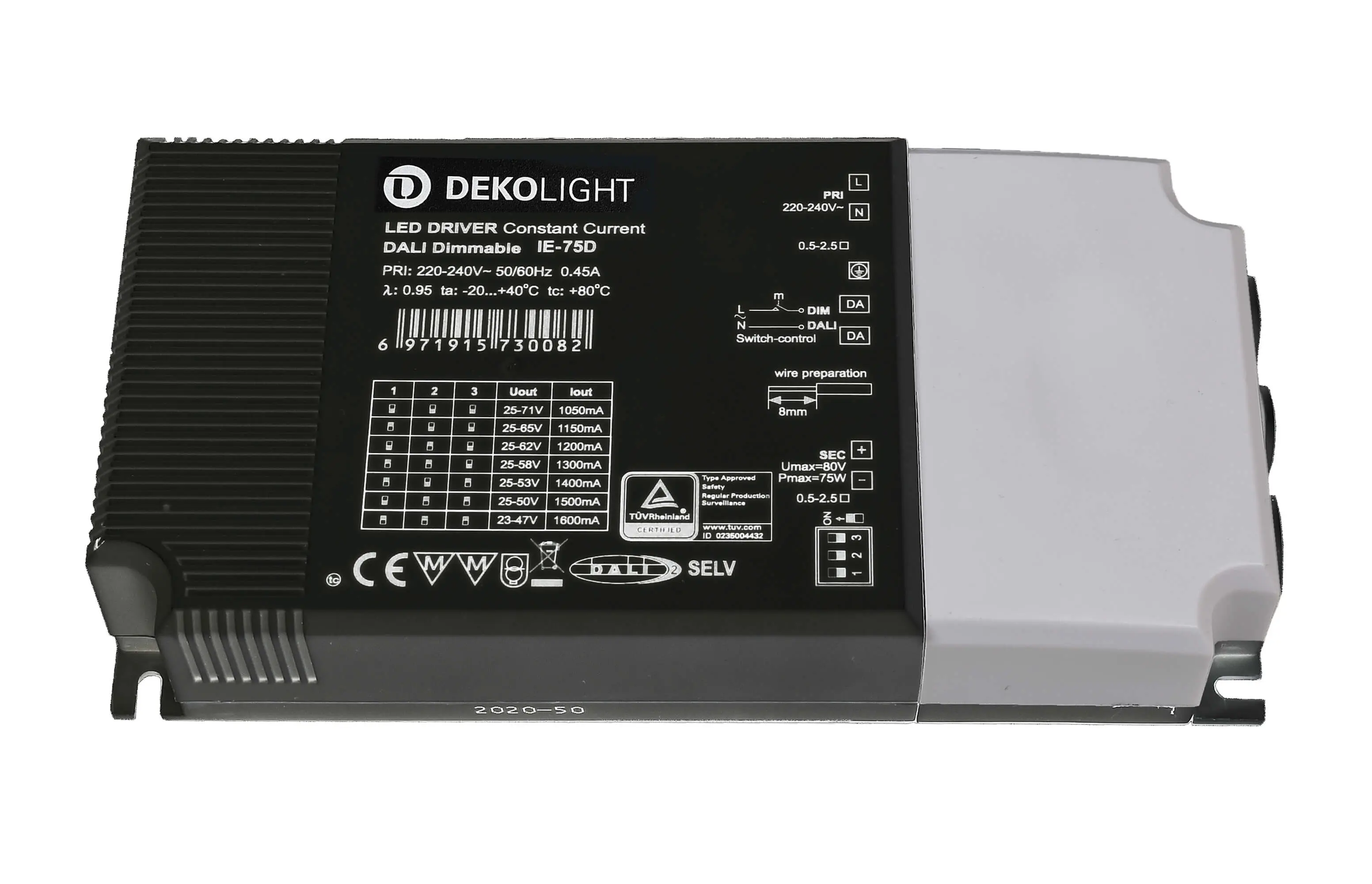 LED-Treiber dimmbar DALI DC/CC 26.3-75.5W, 1050-1600mA