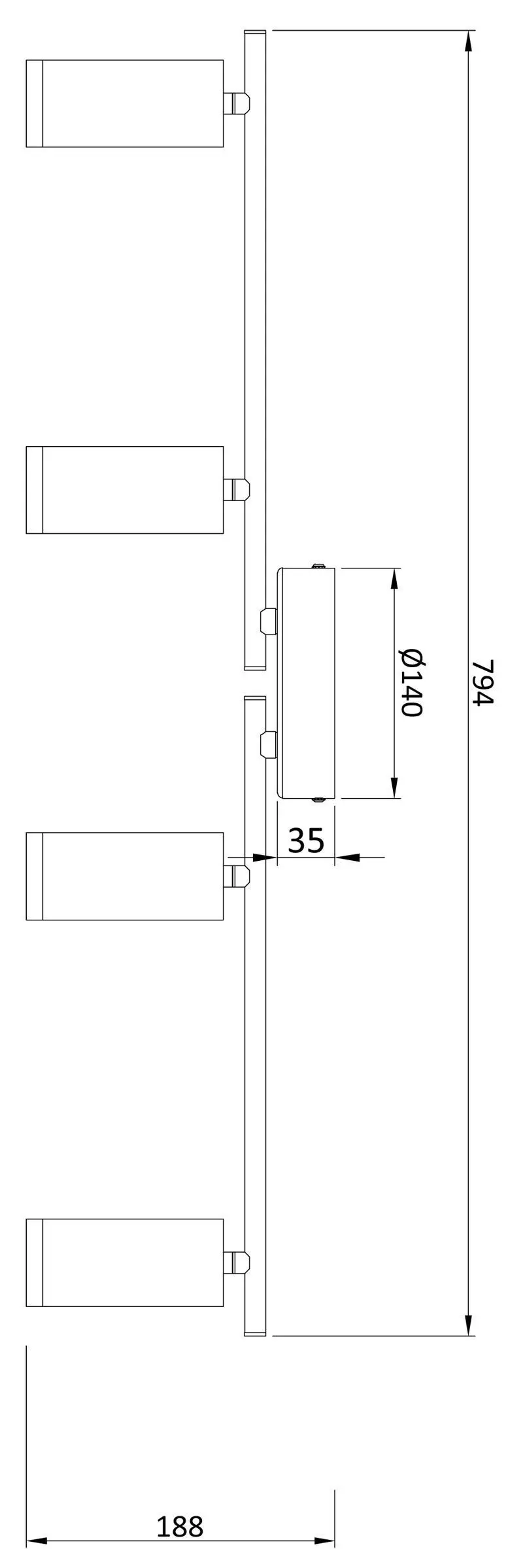 LED-Deckenleuchte Becrux IV Profil silber 4-flammig