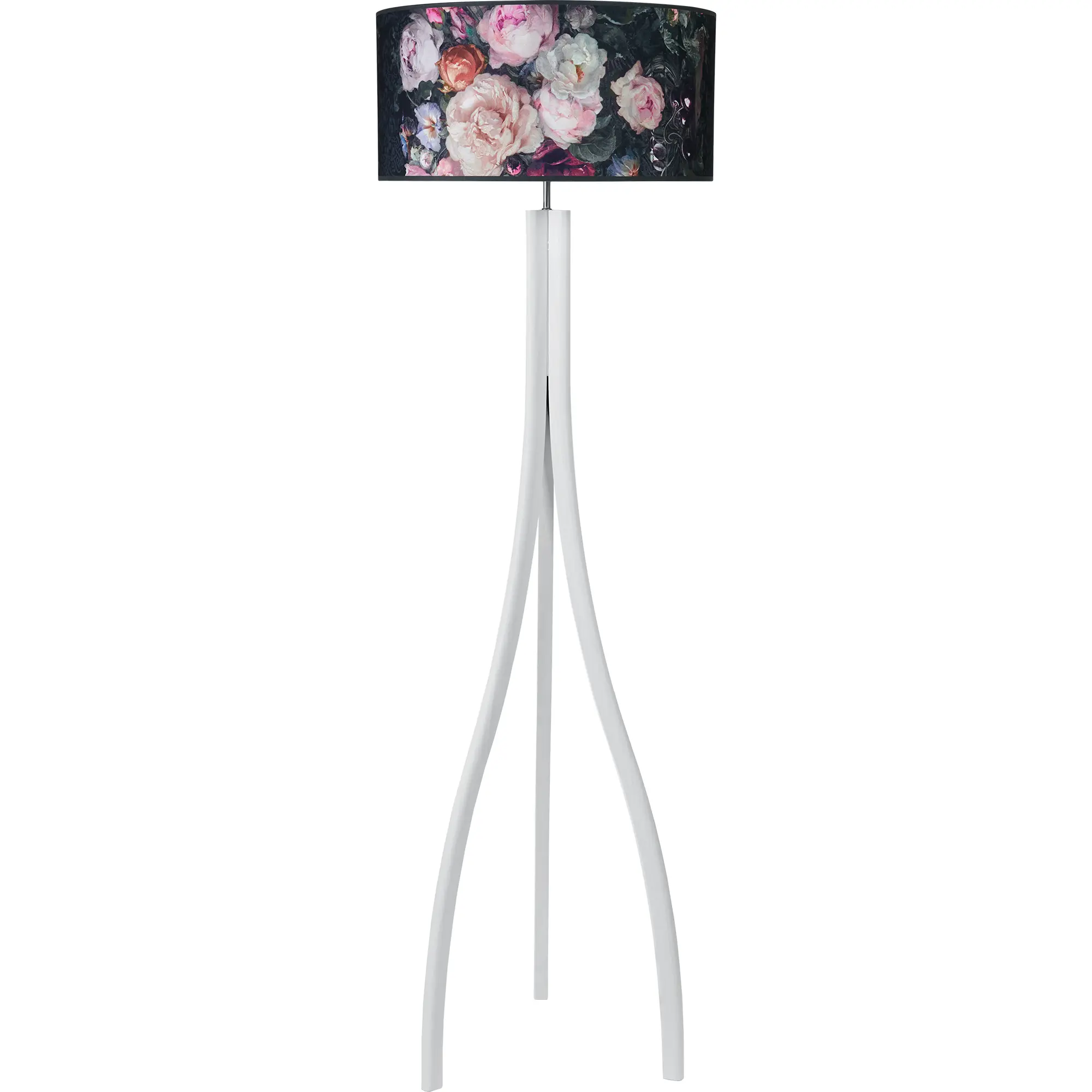 Holz-Stehlampe Skandinavia aus Esche in weiß, Blumen