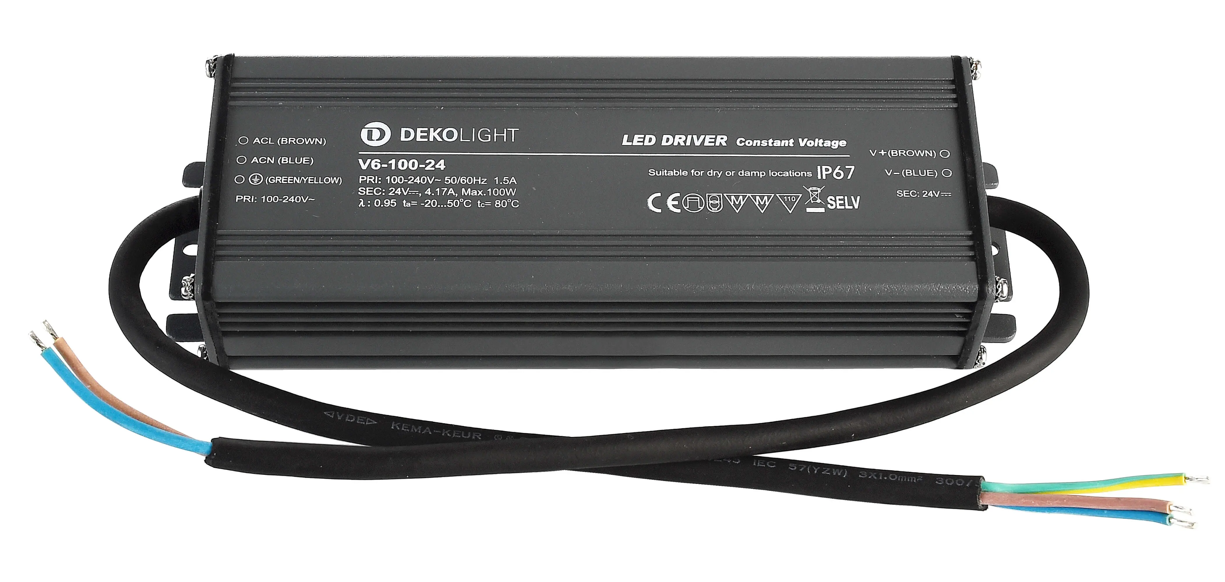 LED-Treiber Netzgerät IP67 DC/CV 24V, 100W, 0-4170mA