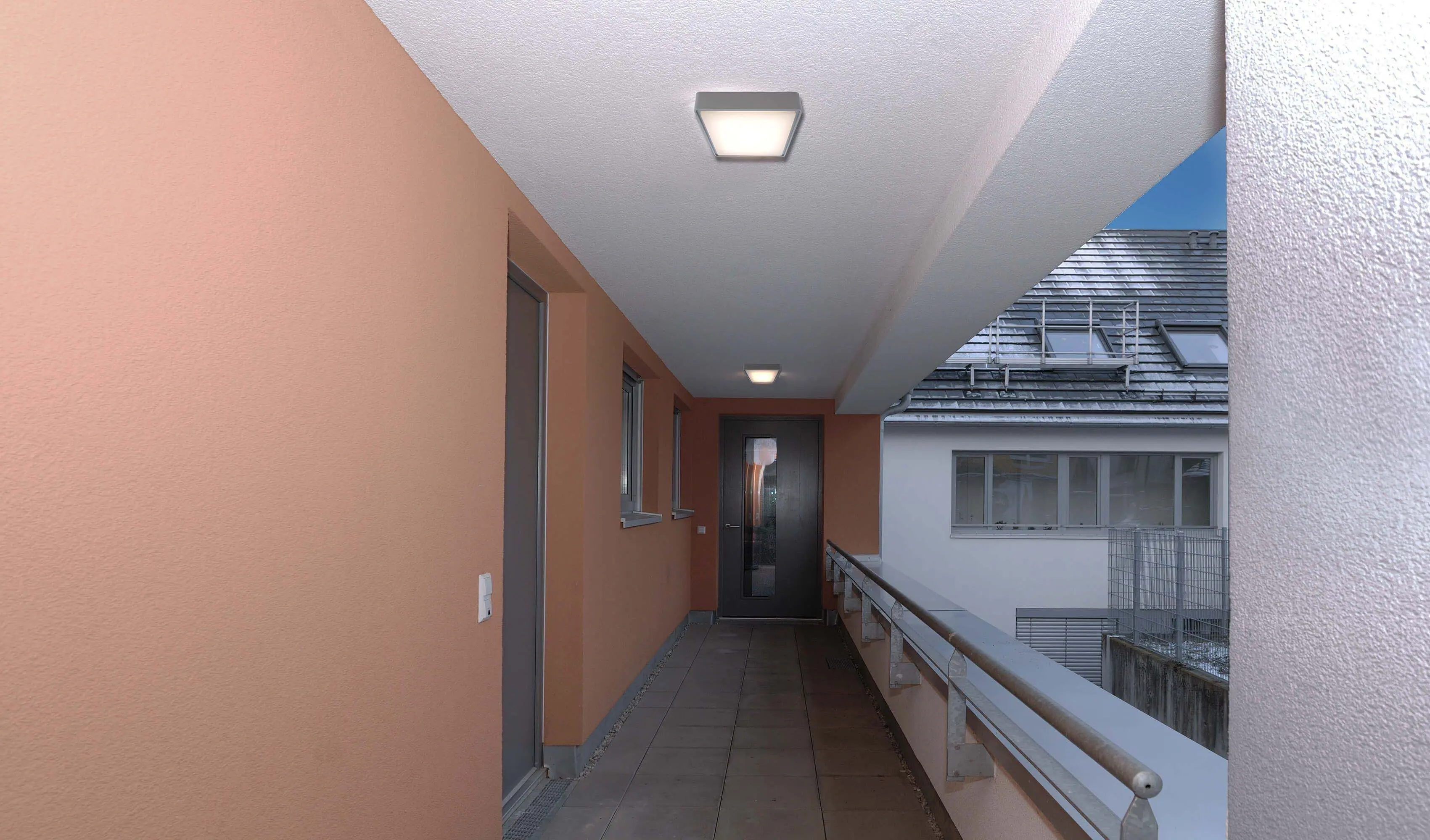 LED-Deckenleuchte außen Quadrata I in grau 10W, 22x22cm