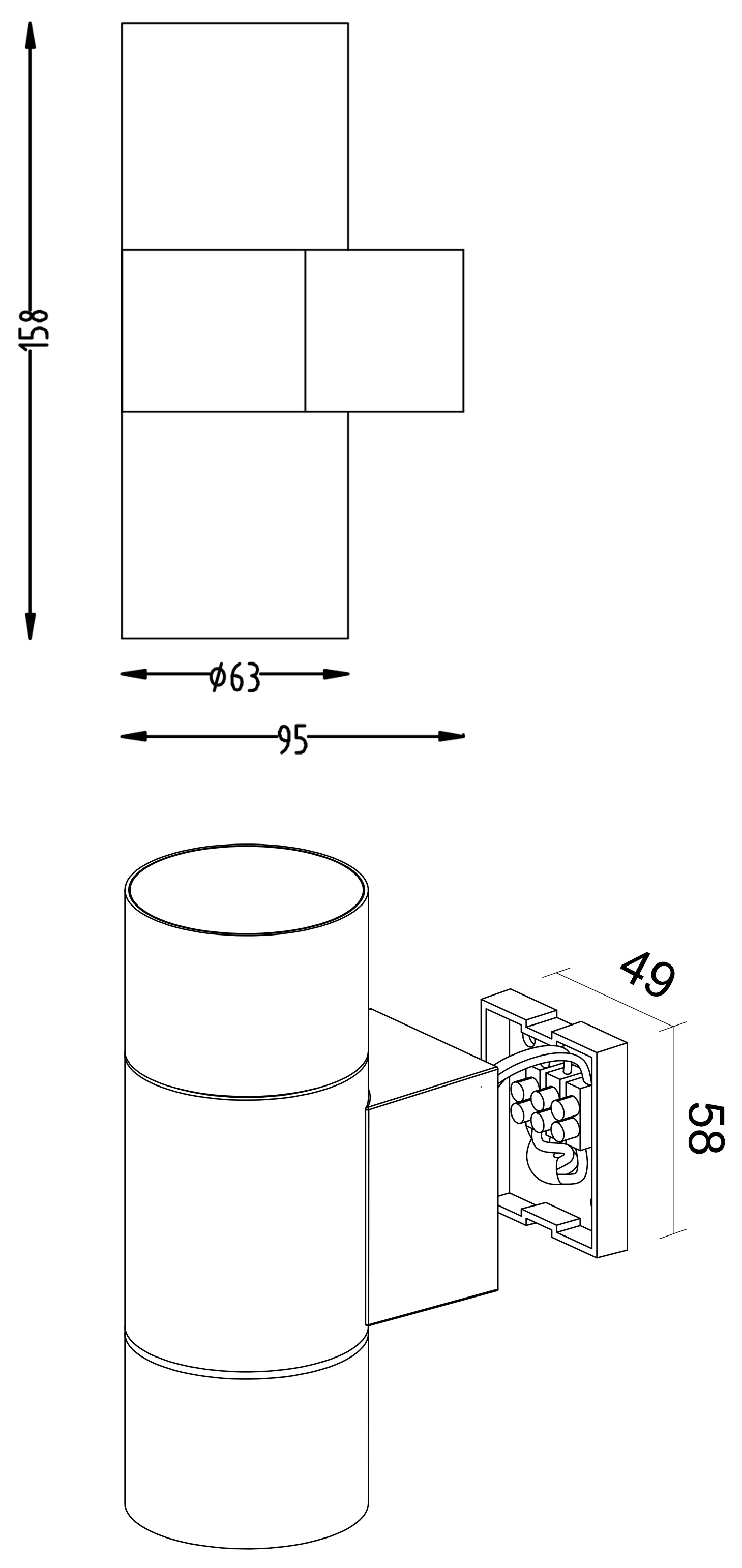 Außenwandleuchte Achernar Up & Down Ø 6,3 cm, anthrazit