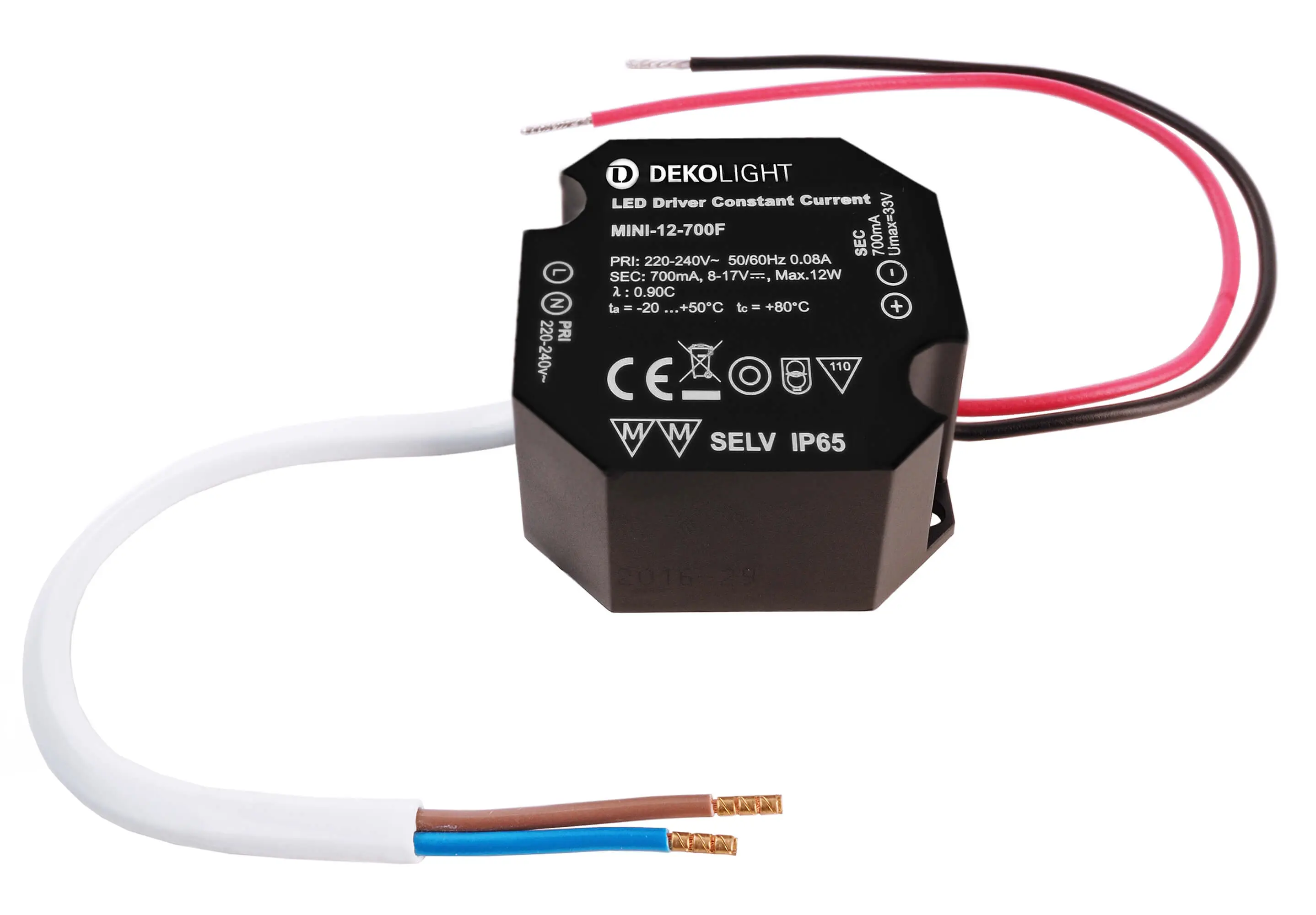 LED-Treiber dimmbar IP65 DC/CC 10-17V, 7-12W, 700mA